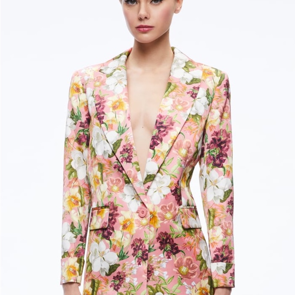 Alice + Olivia Pink and White Floral Blazer